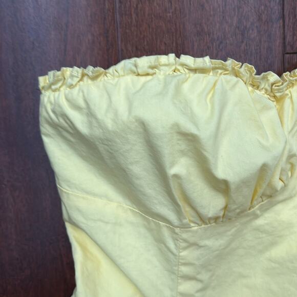 Commense Midi Bustier Strapless Yellow Dress with Front Slit, Size XS - Picture 9 of 16